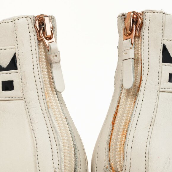 Sophia Webster White & Black Lace-Up Heeled Ankle Boots - Picture 10 of 11